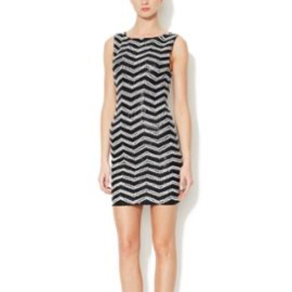 ALICE+OLIVIA Chevron Striped Sumie Sequin Dress